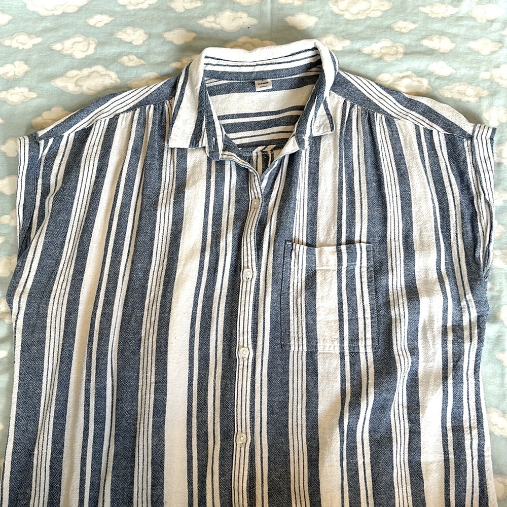 Blue and White Button Up Dress